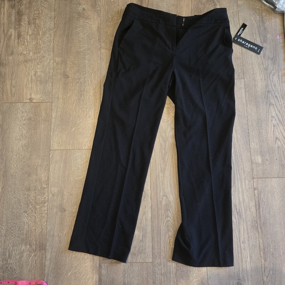 Black Womens Wide Leg Dress Pants Size 10p Stretch Nwt 10/30 Trousers Work Pants